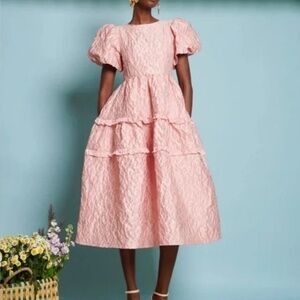 DREAM Sister Jane Papaya Jacquard Midi Dress